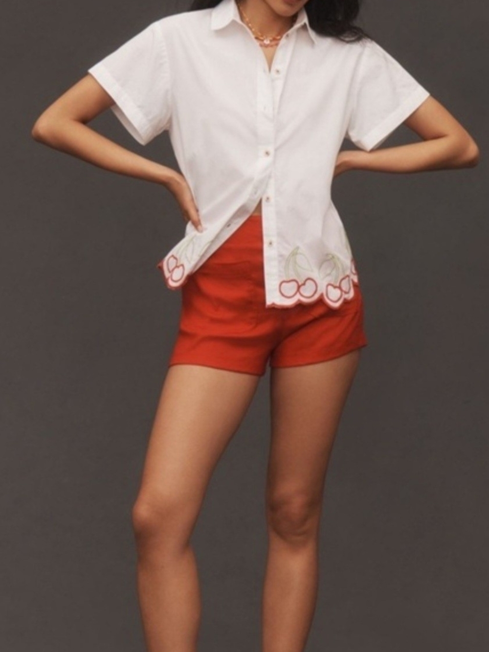 Anthropologie Maeve Cherry Button Down Shirt. NWT